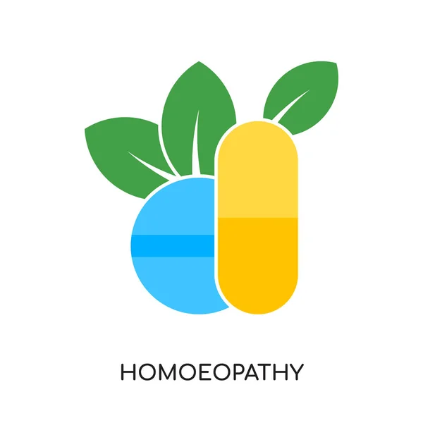 Logotipo de la homeopatía aislado sobre fondo blanco, vector colorido — Vector de stock