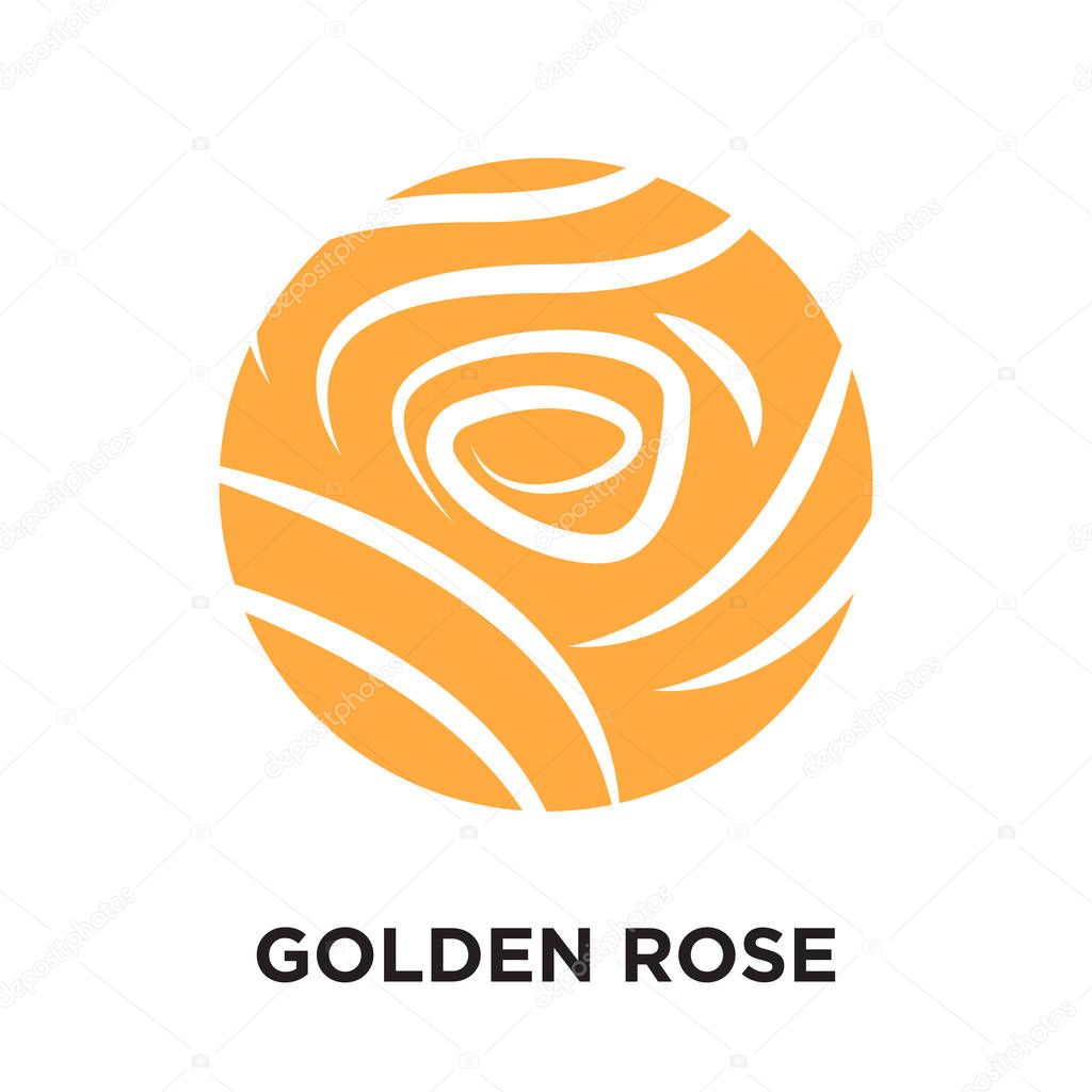 Golden rose logo isolated on white background for your web and mobile app design , colorful vector icon, brand sign & symbol for your business