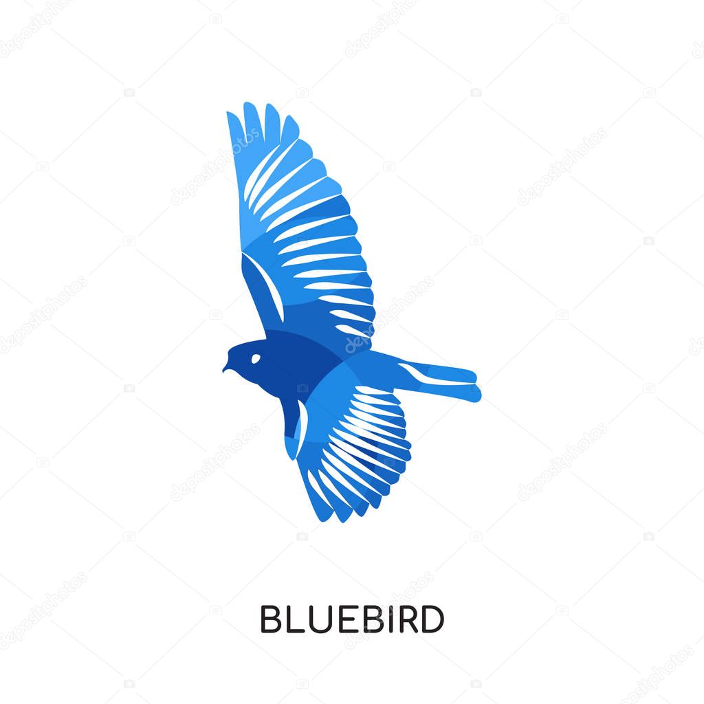 Bluebird logo isolated on white background for your web and mobile app design , colorful vector icon, brand sign & symbol for your business