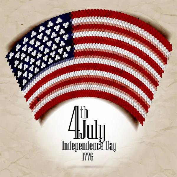 Joyeuse fête de l'indépendance États-Unis d'Amérique, carte du 4 juillet au design plat — Image vectorielle