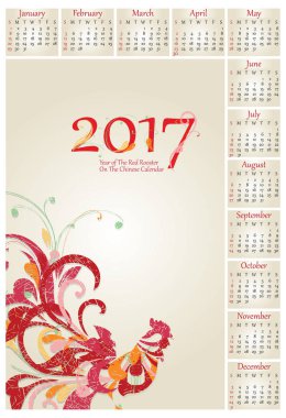 Vektör çizim horoz, Çin takvimine Tarih 2017 sembolüdür. Vektör yeni yıl tasarım için öğe. Kırmızı horoz 2017 yılı görüntüsünü.