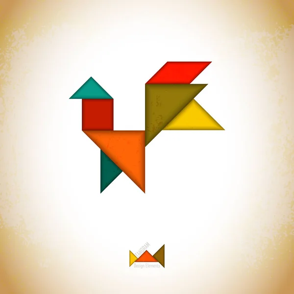 Gente Tangram, l hecho de piezas tangram, formas geométricas. Tradicional chino rompecabezas tangram tarjeta de solución, juego de aprendizaje para niños, niños. Arte geométrico abstracto — Vector de stock