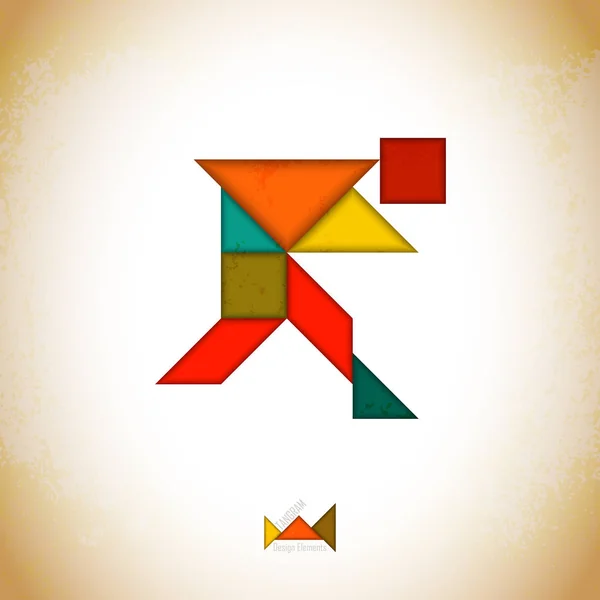 Tangram people, l fait de morceaux de tangram, formes géométriques. Carte de solution de tangram puzzle chinois traditionnel, jeu d'apprentissage pour enfants, enfants. Art géométrique abstrait — Image vectorielle