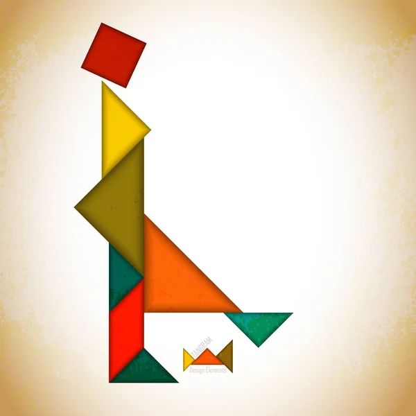 ТАНГРАМ, l виготовляли tangram штук, геометричних фігур. Традиційна китайська головоломка ТАНГРАМ рішення карти, навчальна гра для дітей, дітей. Геометричні Абстракціонізм — стоковий вектор
