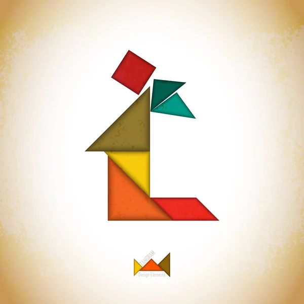 ТАНГРАМ, l виготовляли tangram штук, геометричних фігур. Традиційна китайська головоломка ТАНГРАМ рішення карти, навчальна гра для дітей, дітей. Геометричні Абстракціонізм Стокова Ілюстрація