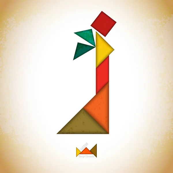 Tangram people, l aus tangram stücken, geometrische formen. Traditionelle chinesische Puzzle Tangram Solution Card, Lernspiel für Kinder, Kinder. abstrakte geometrische Kunst Vektorgrafiken
