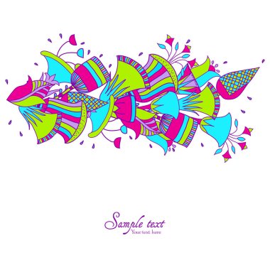 Vektör çiçek desenli çiçek ve yaprakları ile doodle tarzında. Nazik, ilkbahar/yaz çiçek arka plan