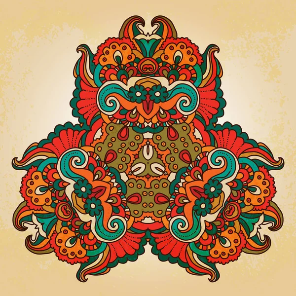 Patrón de encaje redondo ornamental, fondo de círculo con muchos detalles ornamento tradicional de Oriente. Motivo oriental — Vector de stock