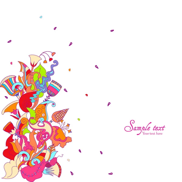 Modèle floral vectoriel en style doodle avec des fleurs et des feuilles. Doux, fond floral printemps / été . — Image vectorielle