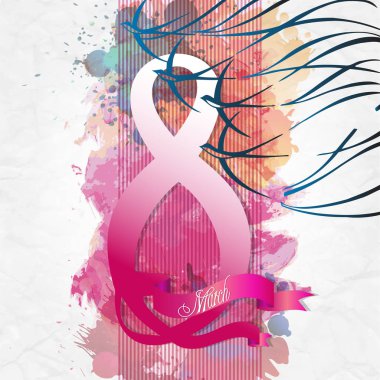 Çerçeve çiçekleri olan kadınlar. 8 Mart davetiye kartı. Vektör illüstrasyonu.