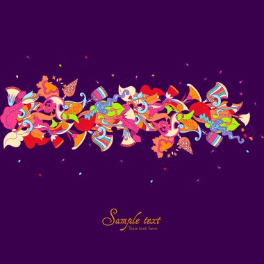 Vektör çiçek desenli doodle tarzı çiçekli