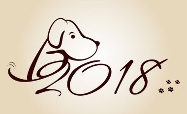 Köpek, 2018 Çin takviminde sembolü vektör Illustration. Yeni yıl tasarım için vektör öğesi.