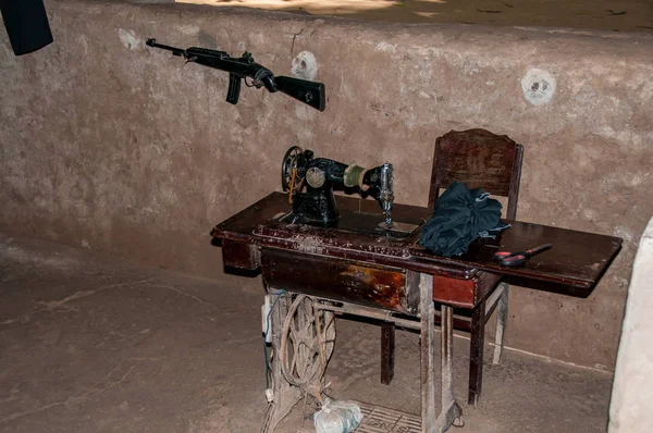 Chi Vietnam Oct 2015 Sewing Machine Assault Rifle Bunker Chi Stock Picture