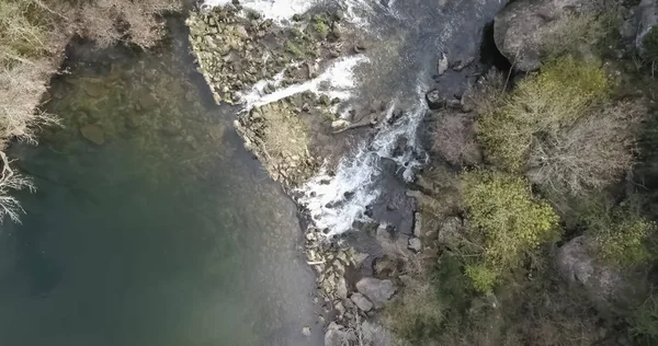 Letecká fotografie, dron fotografie, přírodní krajina řeka s a barevné stromy na březích — Stock fotografie