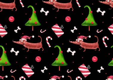 Suluboya köpekler desen