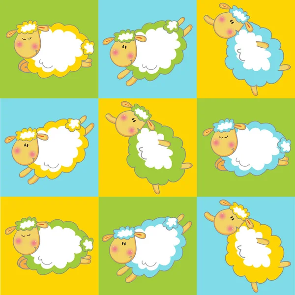 Fondo infantil con diferentes ovejas . — Vector de stock