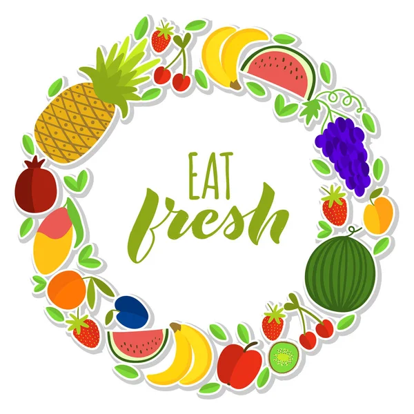 Mangez des fruits frais en couronne — Image vectorielle