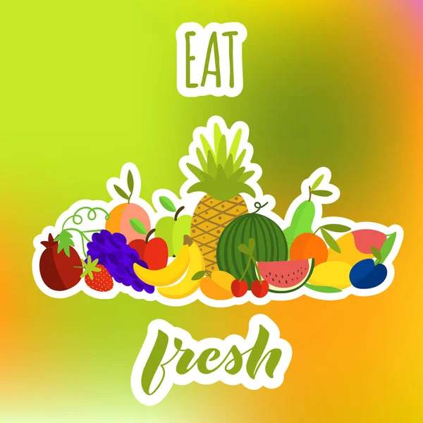 Eat Fresh Fruits Composition — Stock Vector