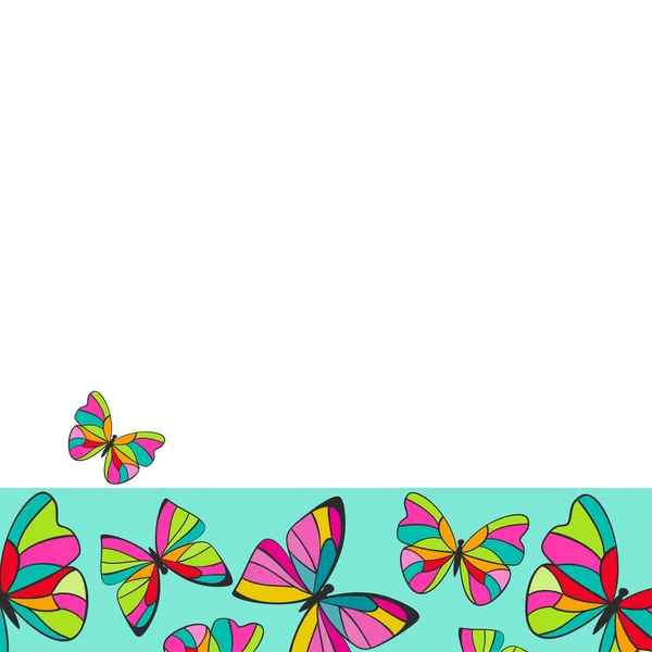 Colorful Butterflies Border Background Design — Stock Vector