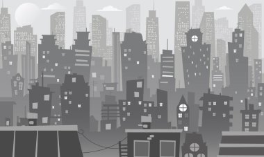 gece şehir vektör çizim.