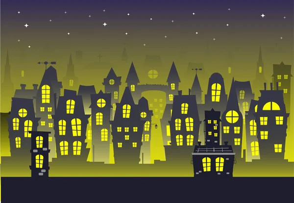 Illustration vectorielle nuit ville . — Image vectorielle