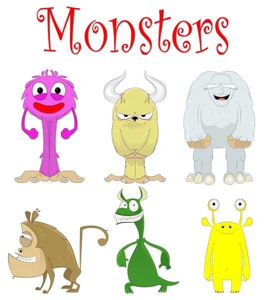 Verzameling van leuke tekenfilm monster creaties. — Stockvector