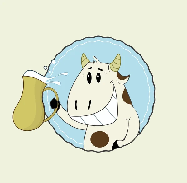 Caricature vache coupée avec cruche de lait — Image vectorielle