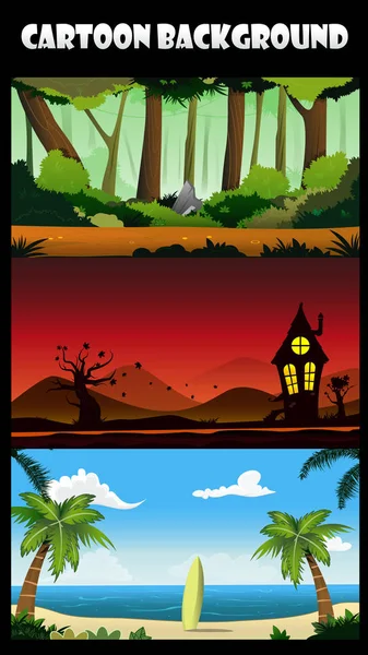 Tiga latar belakang kartun - Stok Vektor