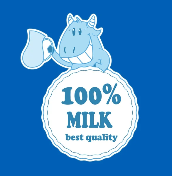 Kreslený kráva s mlékem odznak — Stockový vektor