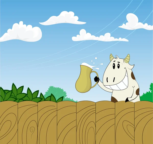 Mléko, kráva a mléčné potraviny ilustrace — Stockový vektor