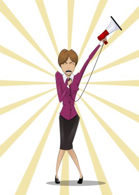 kadın megafon üzerinde söz