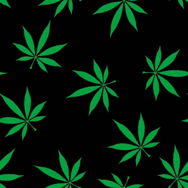 Nahtlose Cannabis-Blätter-Muster. — Stockvektor