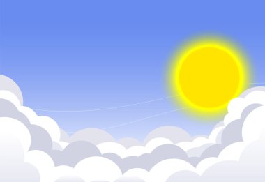 Bulutlu mavi gökyüzü. Vektör arkaplanı