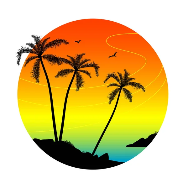 Illustration de silhouettes de palmiers — Image vectorielle