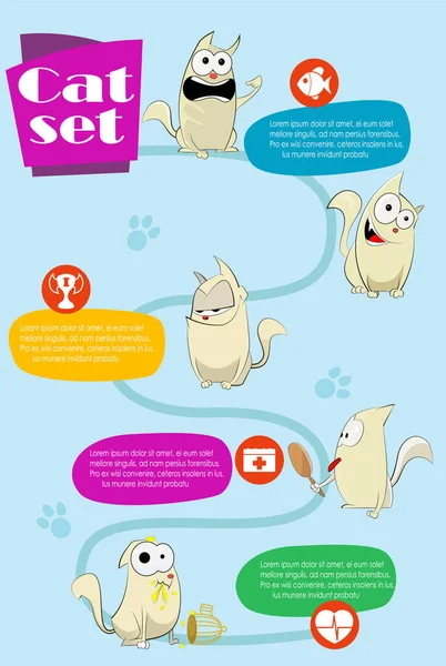 Ilustração de infográficos de gato — Vetor de Stock