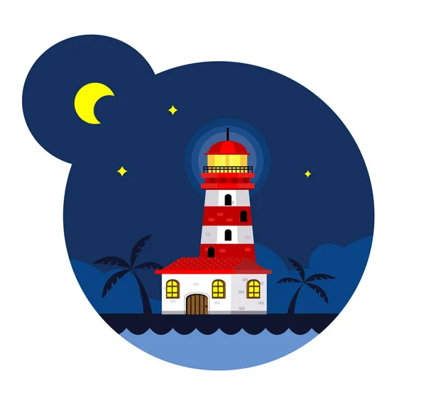 Lighthouse in the night — Stock Vector