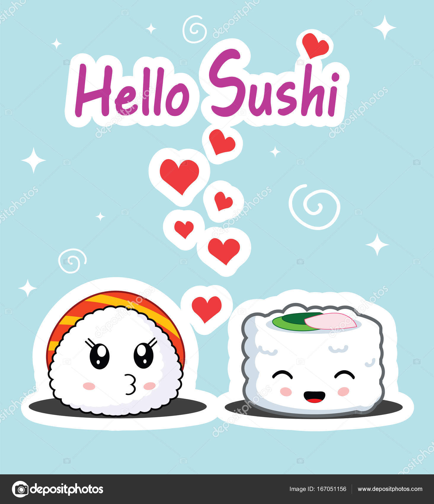 Sushi Kawaii Stock Vectors Royalty Free Sushi Kawaii Illustrations Depositphotos