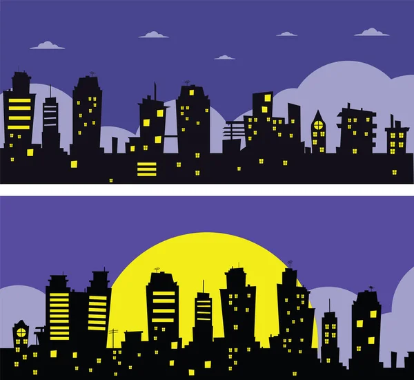 Ilustración vectorial noche ciudad . — Archivo Imágenes Vectoriales