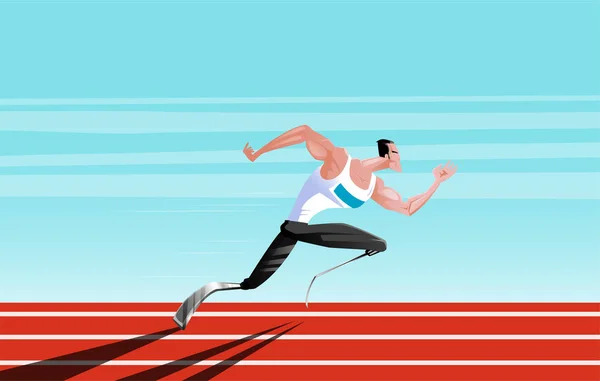 Fogyatékos sportoló runner, a szén-dioxid-fogpótlások. — Stock Vector