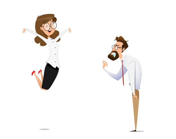 A female businessman rejoices in victory. Vector Royalty Free Stock Vectors