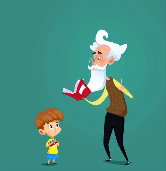 Grandfather proposes to his grandson to read Royalty Free Stock Vectors