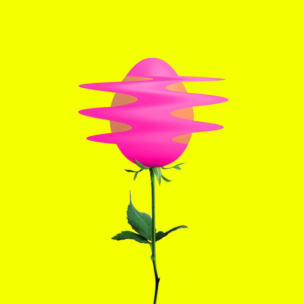 Contemporary Art Design Flower Egg Yellow Background Royalty Free Stock Photos