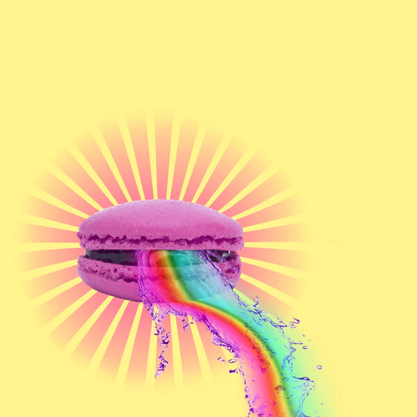 Contemporary Art Design Macaron Peeking Rainbow Chocolate Royalty Free Stock Images