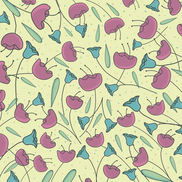 Pink flowers, leaves and flowers, spring flowers, seamless summer pattern