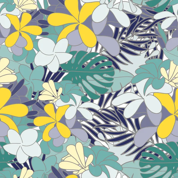 Jungle flowers, leaves and flowers, spring flowers, exotic flowers, seamless exotic pattern