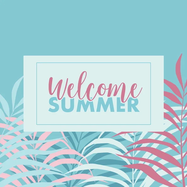 Hoş geldiniz yaz, arka plan palm