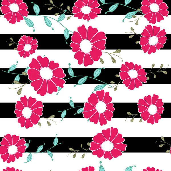 Arka plan üzerinde siyah çizgiler olanlardan vektör pembe çiçekler