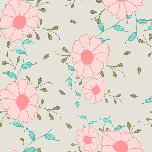 Gri bir arka planda vektör pembe çiçekler