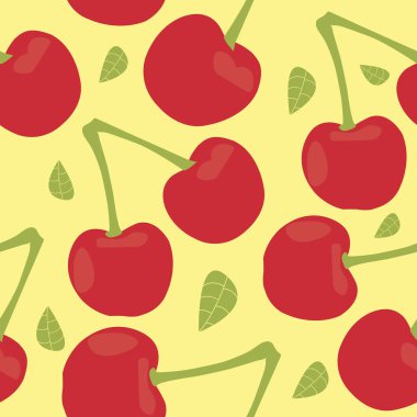 Vektör kiraz arka plan Dikişsiz desen sarı bir arka plan