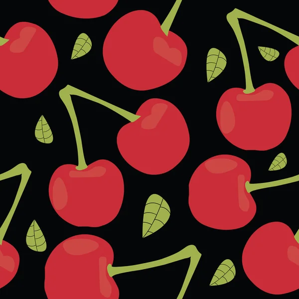 Vektör kiraz arka plan seamless modeli siyah bir arka plan
